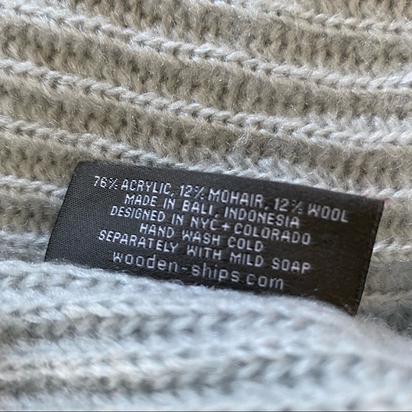 Anthropologie Wooden Ships Silver Grey Open Front Cardigan Sweater with Pockets - Picture 8 of 14